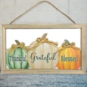 Modern Farmhouse Wall Hanging Fall Autumn Halloween Thanksgiving Decor 14 x 8 in